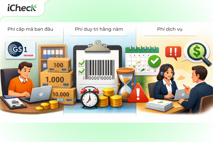 Chi phí đăng ký mã vạch sản phẩm mới nhất thường có 3 phần