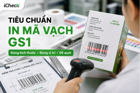 Tiêu chuẩn in mã vạch GS1 trên bao bì với kiểm tra kích thước và khả năng quét trước khi in.