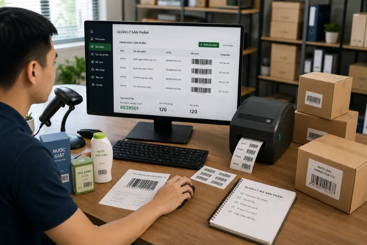 Sau khi được cấp mã doanh nghiệp GS1, doanh nghiệp cần tạo GTIN, sinh mã vạch, in tem và quản lý dữ liệu sản phẩm trước khi đưa ra thị trường.