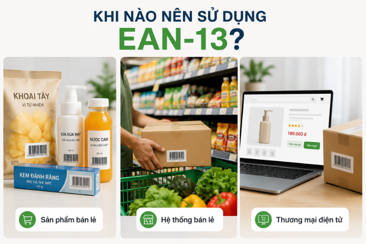 Các nhóm sản phẩm thường sử dụng mã vạch EAN-8 gồm thực phẩm nhỏ, mỹ phẩm mini, văn phòng phẩm và phụ kiện điện tử có bao bì nhỏ.