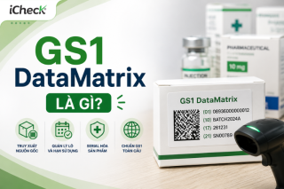 GS1 QR Code trên bao bì sản phẩm thực phẩm, minh họa khả năng truy xuất nguồn gốc, quản lý lô sản xuất và hiển thị thông tin sản phẩm bằng điện thoại.