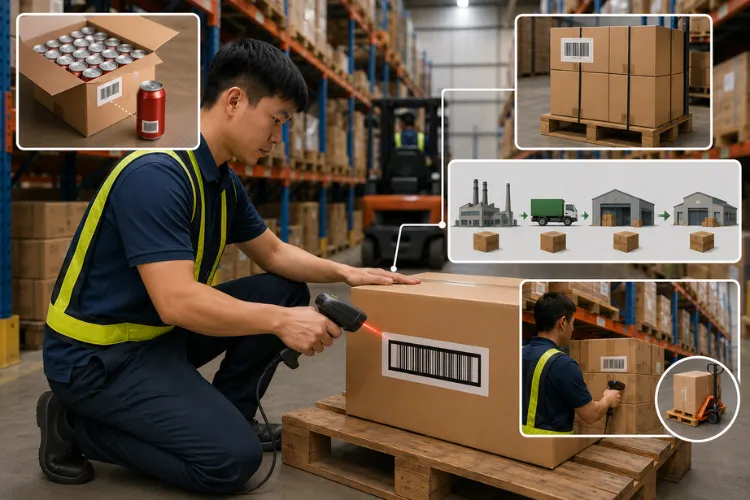 ITF-14 giúp nhận diện thùng carton và kiện hàng, hỗ trợ quản lý kho, logistics và tự động cập nhật dữ liệu vào hệ thống WMS, ERP khi quét mã.