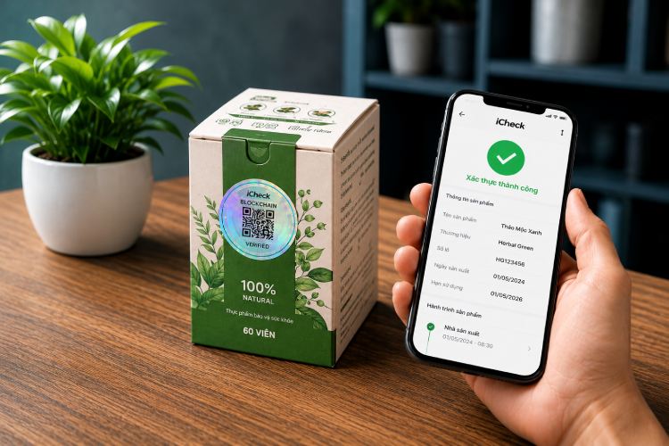 Tem điện tử Blockchain giúp xác thực nguồn gốc sản phẩm và tăng tính minh bạch.
